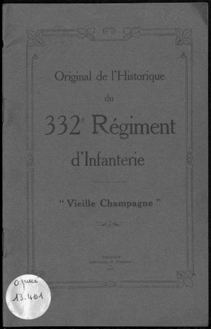 Historique du 332ème régiment d'infanterie