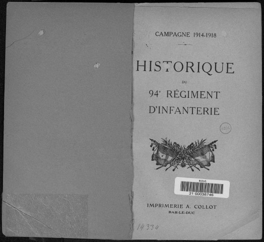 Historique du 94ème régiment d'infanterie