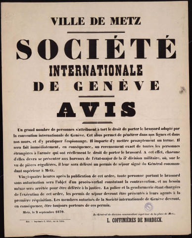 Société internationale de Genève : Avis