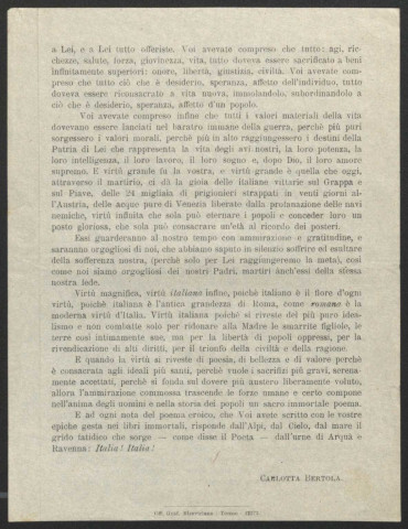 Guerre mondiale 1914-1918. Italie. Propagande patriotique, tracts, documents