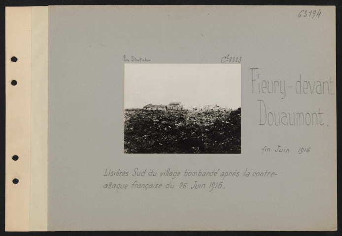 Fleury-devant-Douaumont. Lisières sud du village bombardé après la contre-attaque française du 25 juin 1916