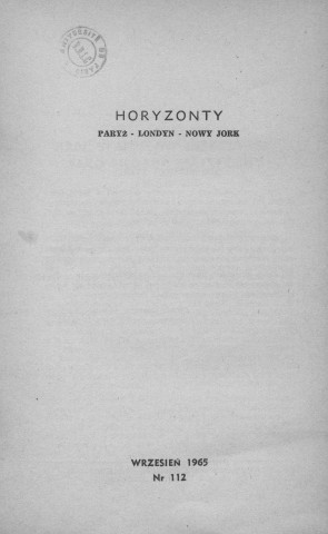Année 1965 : Horyzonty . Sous-Titre : Paryz - Londyn - Nowy Jork. Autre titre : Revue mensuelle