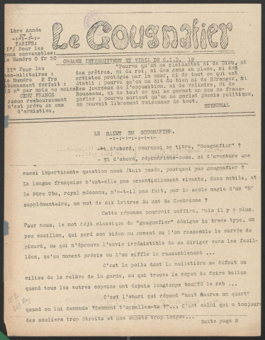 Le Gougnafier. Organe intermittent et viril du C.I.D. 19