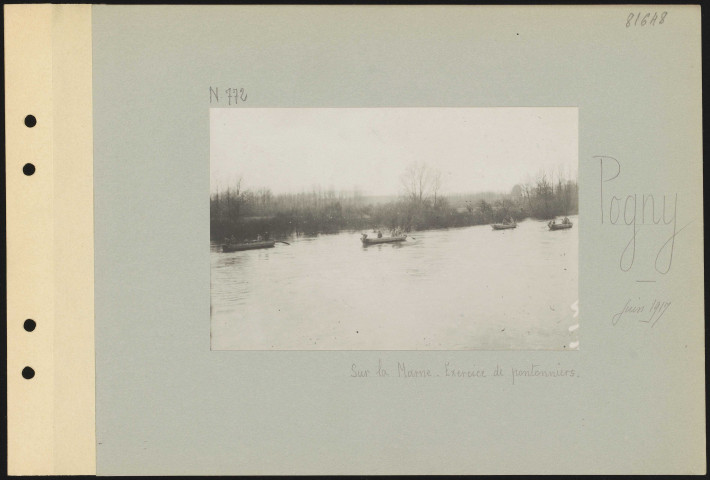 Pogny. Sur la Marne. Exercice de pontonniers