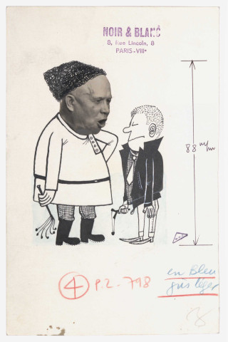 Khrouthchev en cosaque, houspillant un blouson noir avec un lance-pierres