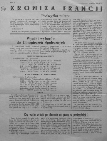 Nasza Praca (1963 : n°1-12)  Sous-Titre : Organ Polskich pracownikow chrzescianskich  Autre titre : Notre travail Organe des Travailleurs Chrétiens Polonais