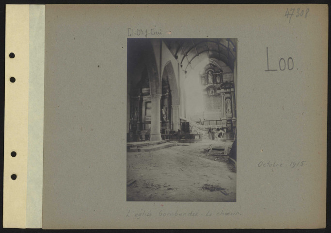 Loo. L'église bombardée. Le chœur