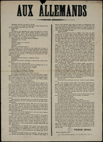 Aux Allemands : Victor Hugo