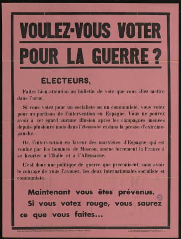 Voulez-vous voter pour la guerre?