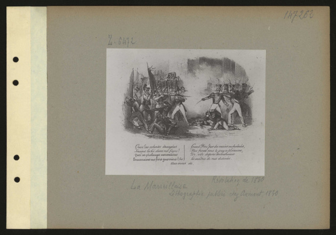 Révolution de 1830. La Marseillaise. Lithographie publiée chez Aumont, 1830