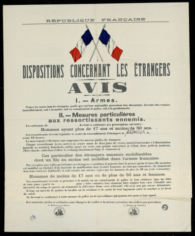 Dispositions concernant les étrangers