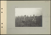 Bois des Buttes. Reconstitution de l'attaque du bois pris par le 31e régiment d'infanterie le 16 avril 1917. Progression d'une vague d'assaut