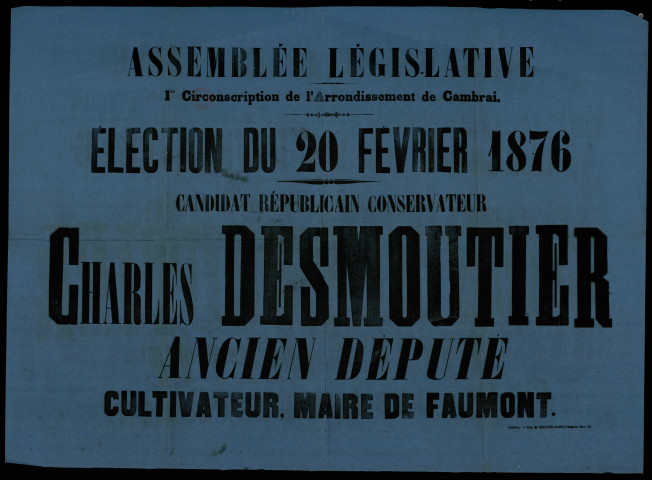 Candidat républicain conservateur : Charles Desmoutier