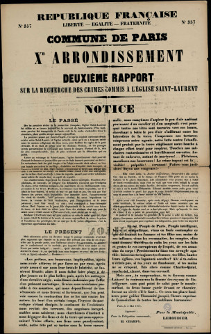 N°357. Deuxième rapport sur la recherche des crimes commis à l'église Saint-Laurent