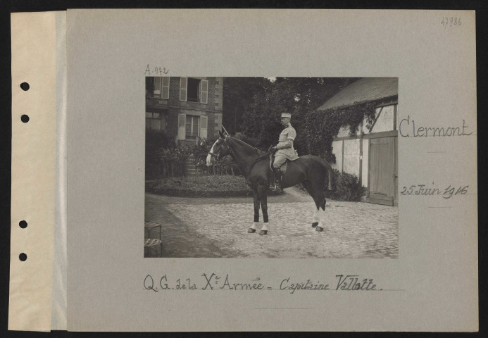 Clermont. QG de la Xe armée : capitaine Vallotte