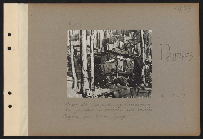 Paris. Musée du Luxembourg. Exposition des peintres en mission aux armées. Cagnas, par Emile Zingg