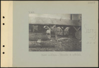 Sarry. Scierie militaire. Fabrication de caillebotis