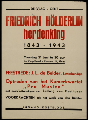 Friedrich Hölderlin herdenking 1843-1943...