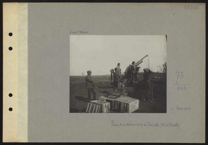 Hoeville (Meurthe et Moselle). 75 DCA. Pièce, obus, débouchoirs