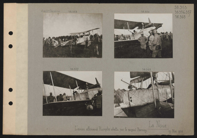 La Noue. L'avion allemand Rumpler abattu par le sergent Barnay
