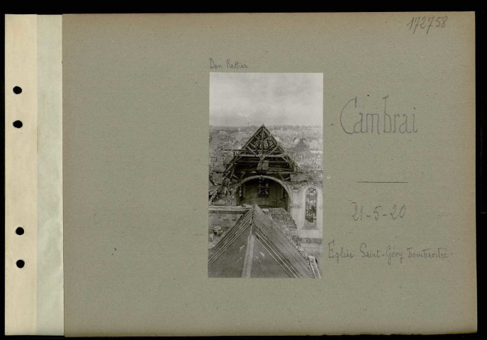 Cambrai. Eglise Saint-Géry bombardée