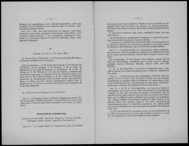 Union interparlementaire. Commission des Déclarations de Neutralité permanente. Sous-Titre : Documents préliminaires 1915