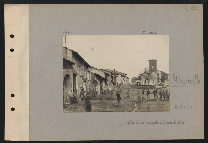 Athienville. L'église, la rue principale et le poste de police