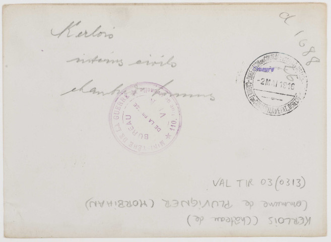 Kerlois. Internés civils. Chambre des hommes