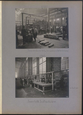 S.l. Essais à la bille Brinell des obus de 155