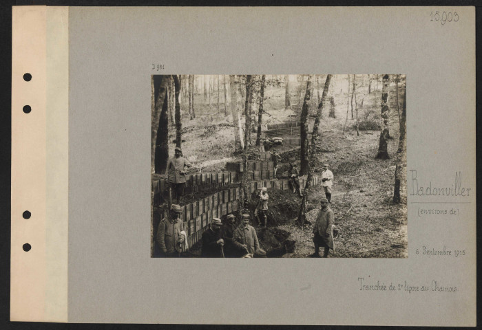 Badonviller (environs de). Tranchée de deuxième ligne au Chamois