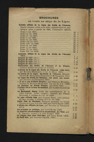 Avril 1914 - Bulletin officiel de la Ligue des Droits de l'Homme