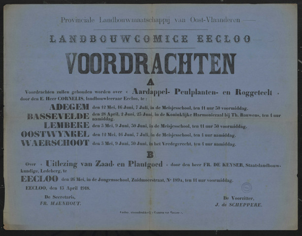 Aardappel- Peulplanten- en Roggeteelt