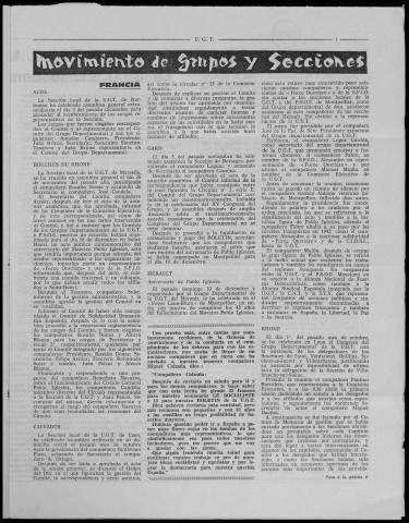 Boletín de la Unión general de trabajadores en España (1968 ; n° 279-289). Autre titre : Suite : Boletín de la Unión general de trabajadores de España en el exilio