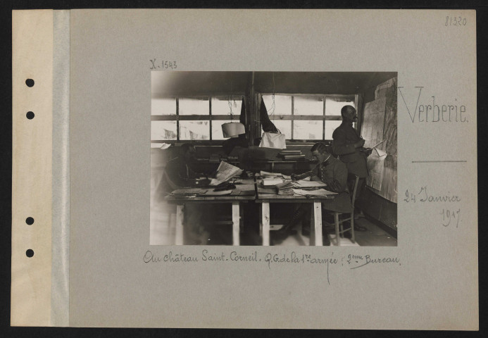 Verberie. Au château Saint-Corneil. QG de la première armée : deuxième bureau