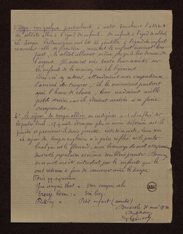 Broxeele (59) : réponses au questionnaire sur le territoire occupé par les armées françaises et alliées