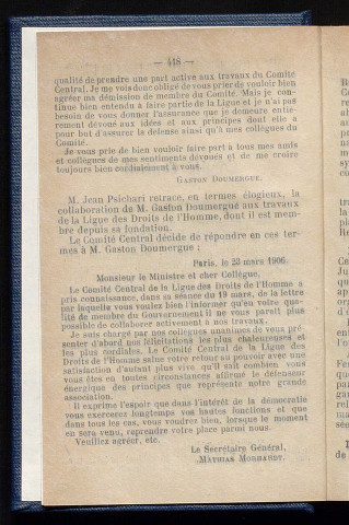 Avril 1906 - Bulletin officiel de la Ligue des Droits de l'Homme