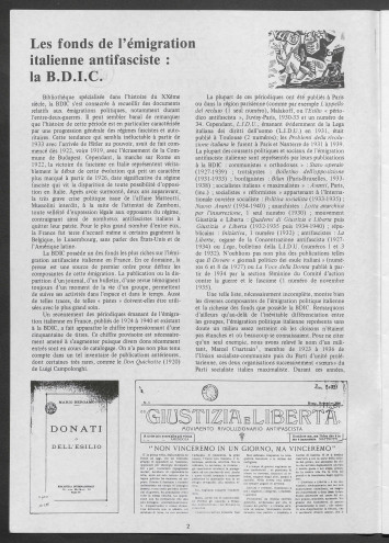 Page d'un numéro de la Lettre, sur les fonds de l'émigration italienne antifasciste à la BDIC.