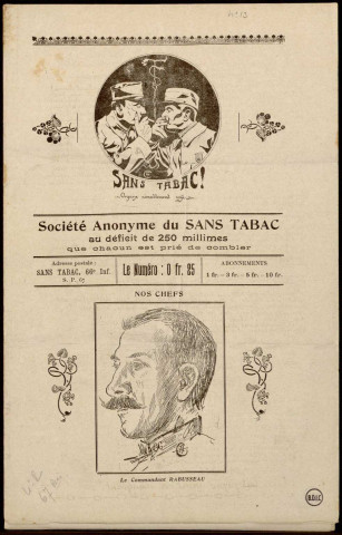 Sans tabac : n° 13, Sous-Titre : Organe aimablement rosse