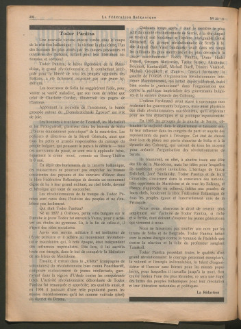 Mai 1925 - La Fédération balkanique
