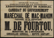 Arrondissement de Ribérac : Candidat du Gouvernement M. de Fourtou