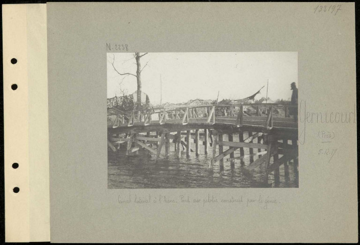 Gernicourt (près). Canal latéral à l'Aisne. Pont sur pilotis construit par le génie