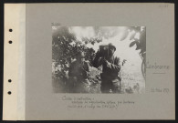 Cambronne. Centre d'instruction : exercice de signalisation optique par lanterne (modèle 1915, à l'usage des compagnies d'infanterie)