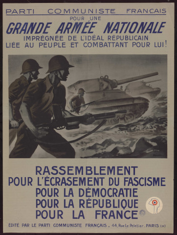 Pour une grande armée nationale : rassemblement pour l'écrasement du fascisme... Pour la France