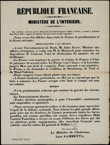 Proclamation à la France : élections municipales… Suspendues et ajournées…