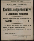 Élections complémentaires : Nombre de députés à élire pour le Département de la Somme