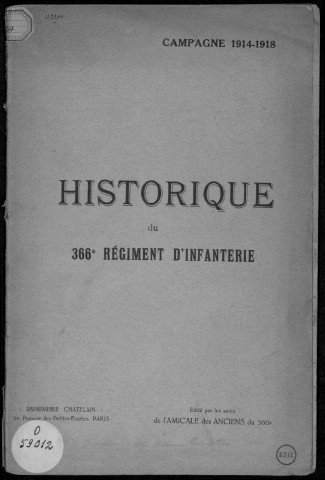 Historique du 366ème régiment d'infanterie