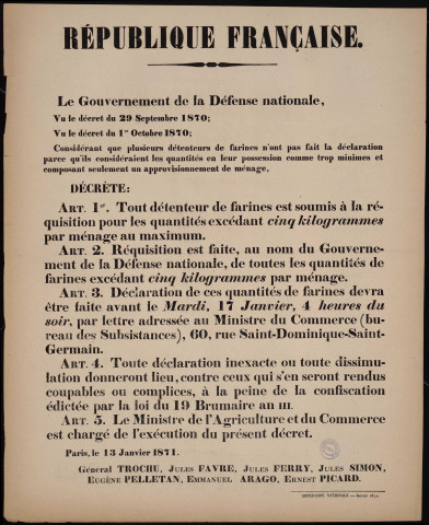 Tout détenteur de farine est soumis à la réquisition…