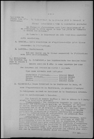 17e Séance du CSG du 8 mars 1919 à 15h. Sous-Titre : Conférences de la paix