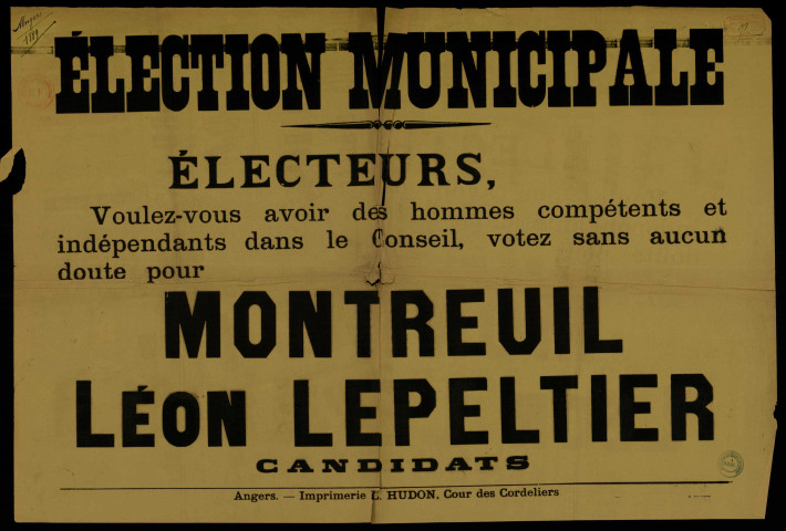 Élection Municipale : Votez Pour Montreuil Léon Lepeltier Candidats