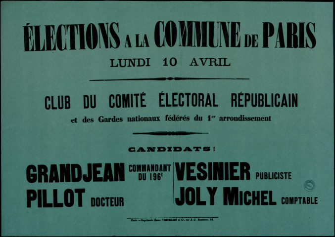 Elections à la Commune de Paris : Club du comité électoral républicain